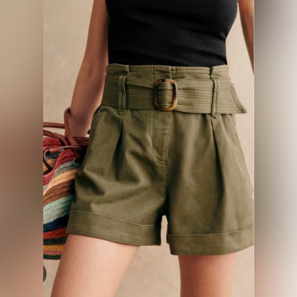 Sezane Pants - Sezane Rome Shorts Highwaisted Belted